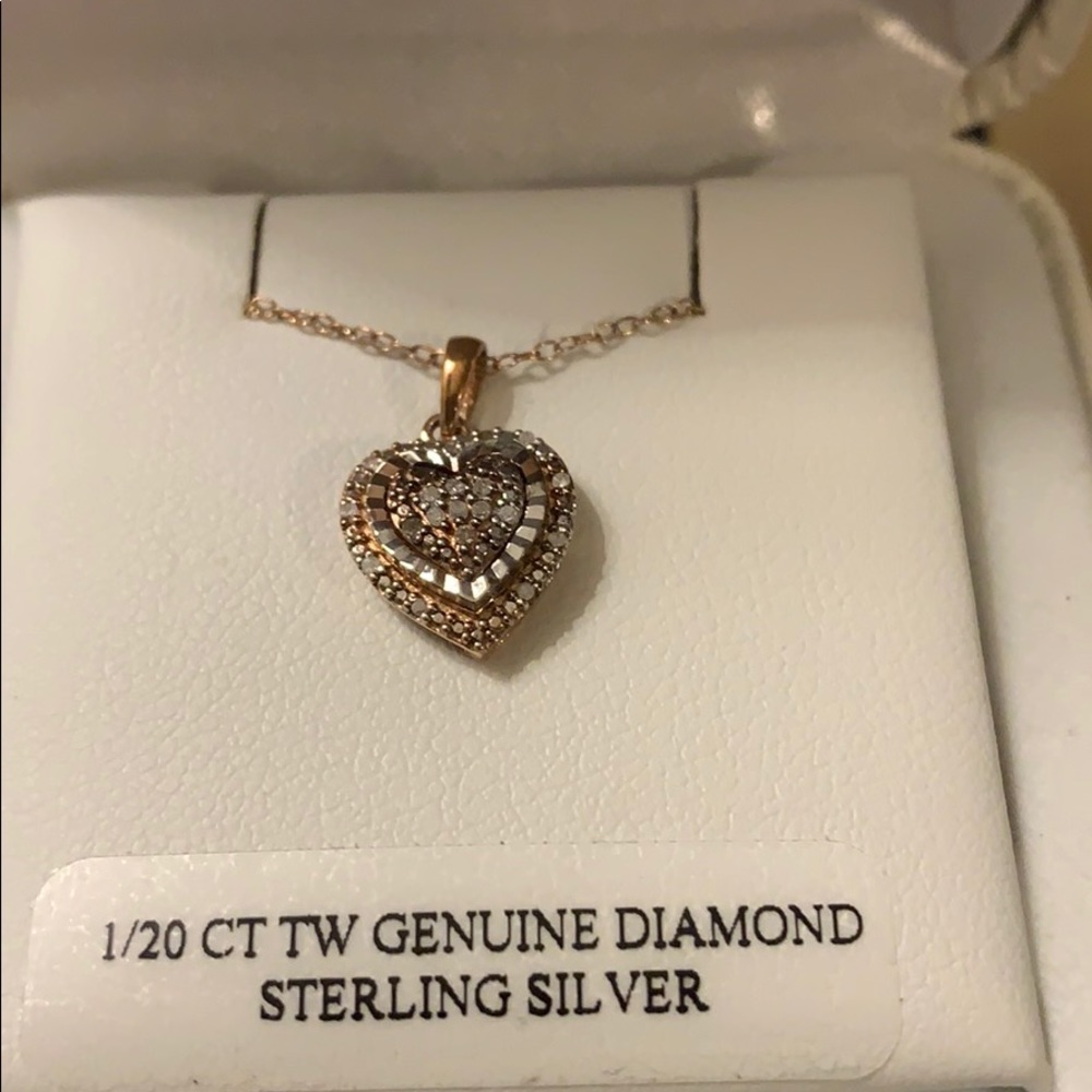 Heart necklace 1/20 carattw diamond sterlingsilver - Picture 1 of 6